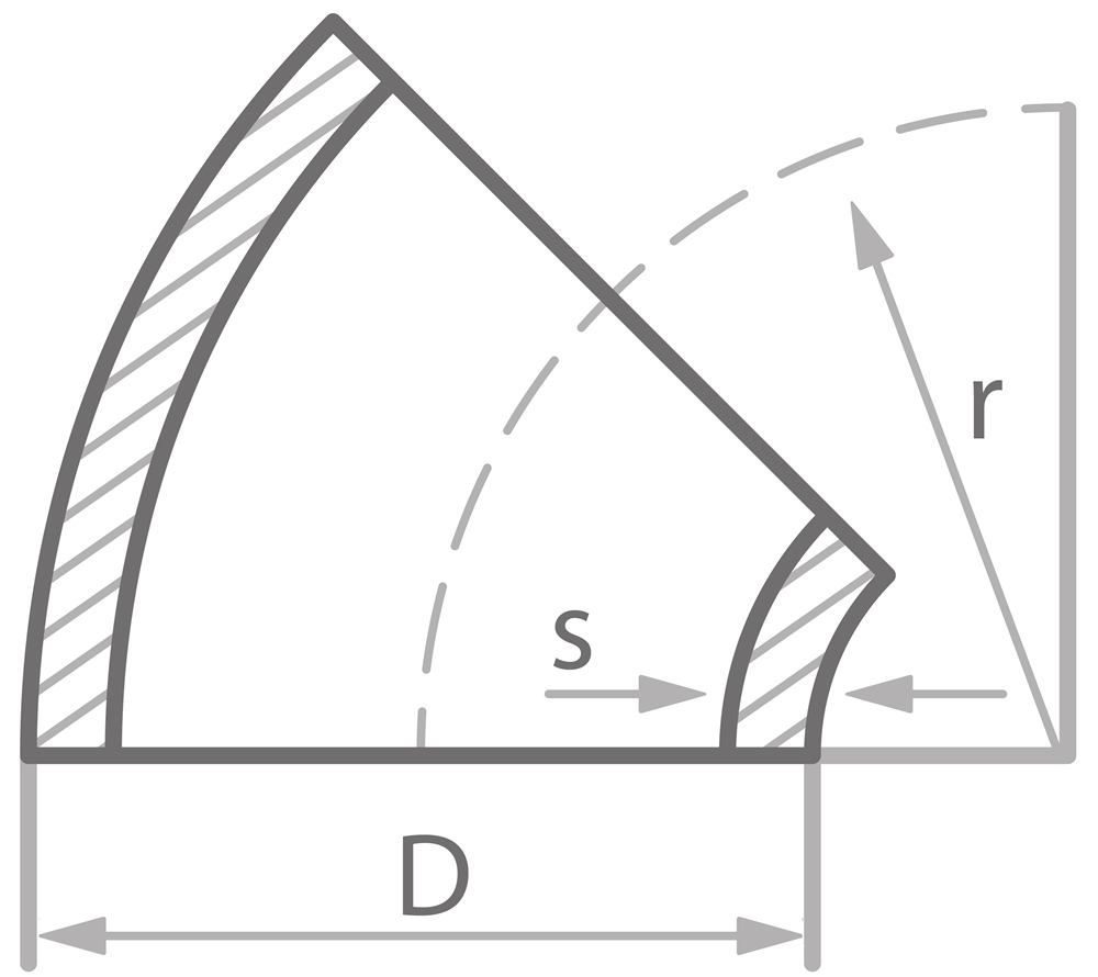 2D 45°  2D 45°  - 65 Edelstahl Schweißformteile von Varinox