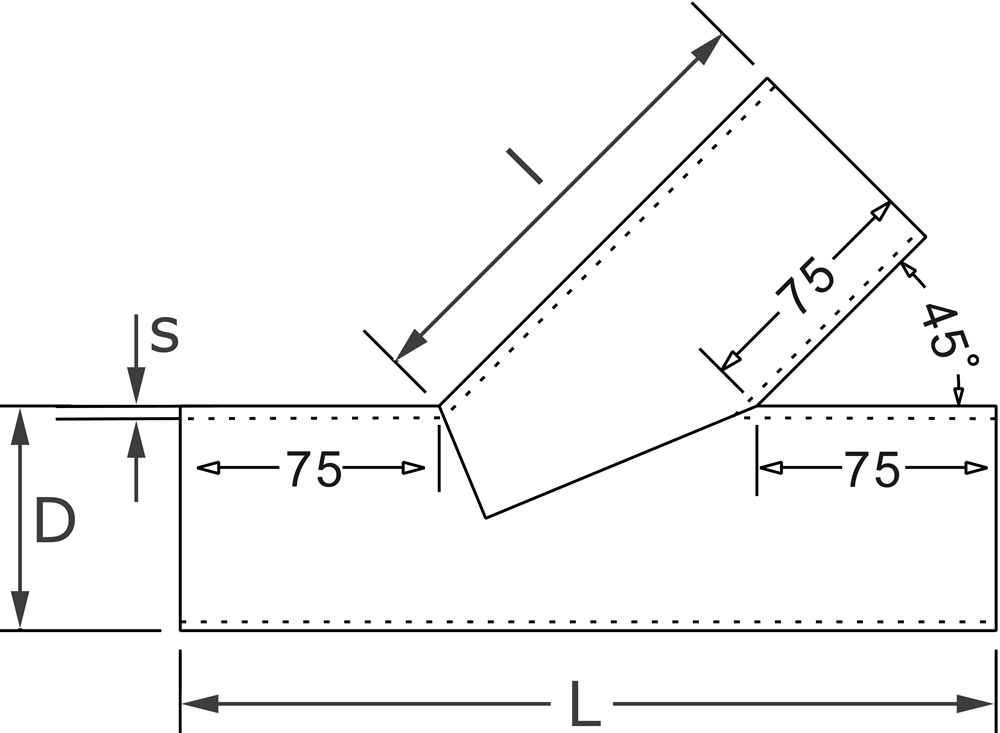 T-Stück 45° T-Stück 45° - 82 Edelstahl Schweißformteile von Varinox